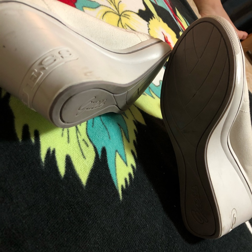 GUESS 3-inch wedge heel canvas rubber sneakers